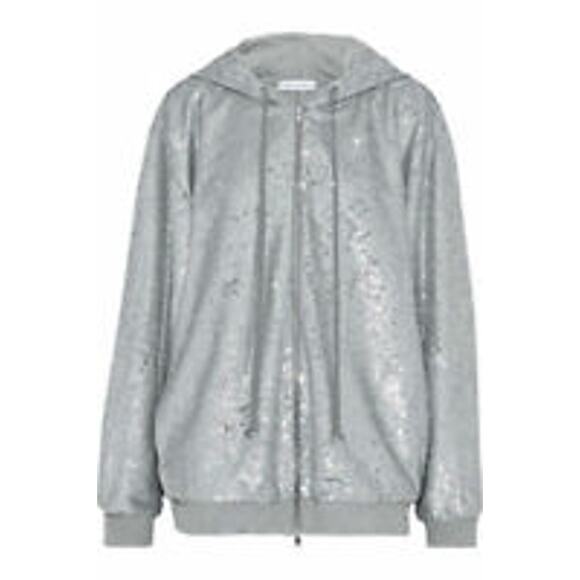 NWT Robert Rodriguez Sequin Silver Zip Up Hoodie Sweater Size Small